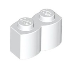 Brick, Modified 1x2 with Log Profile, White Brick, Modified 1x2 with Log Profile, White
